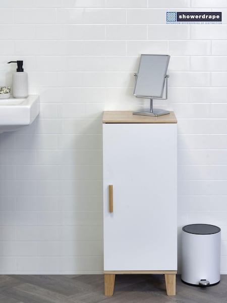 Showerdrape White Amalfi Bamboo Viscose Floor Cabinet (N95460) | £105