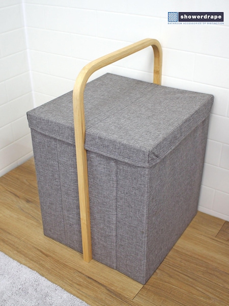 Showerdrape Grey Cotswold Single Laundry Hamper With Lid (N95468) | £39