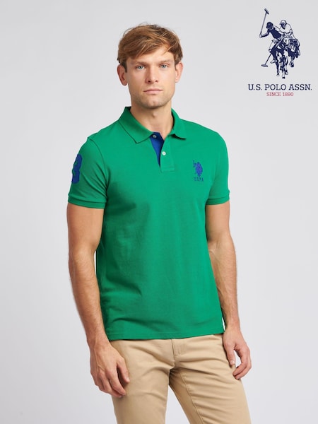 U.S. Polo Assn. Green Regular Fit Mens Player 3 Pique 100% Cotton Polo Shirt (N95664) | £55