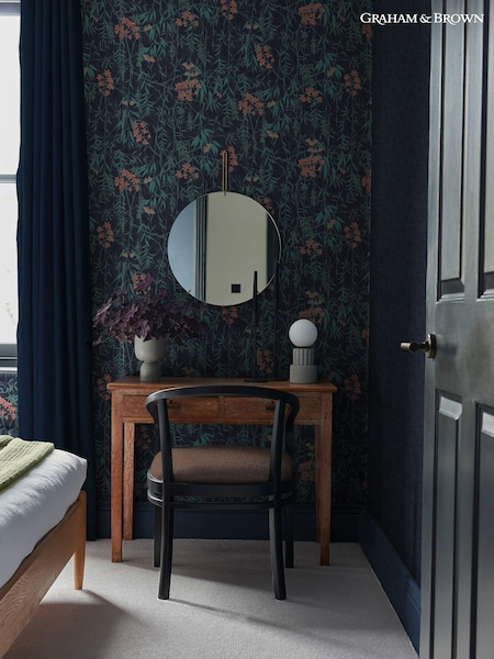 Graham & Brown Midnight Obassia Silk 10M Wallpaper (N95727) | £95