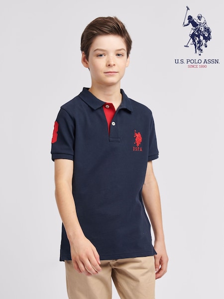 U.S. Polo Assn. Navy Blue Boys 100% Cotton Player 3 Polo Shirt (N95735) | £40 - £48