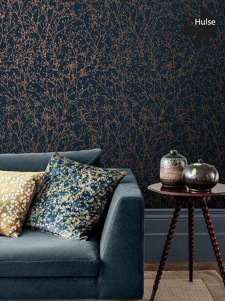 Clarissa Hulse Midnight Copper Gypsophila 10M Wallpaper (N95787) | £80