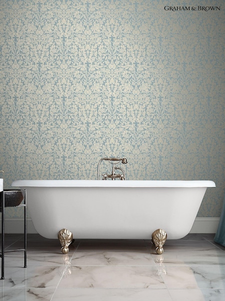 Graham & Brown Duck Egg Hartley Damask Wedgewood 10M Wallpaper (N95788) | £95