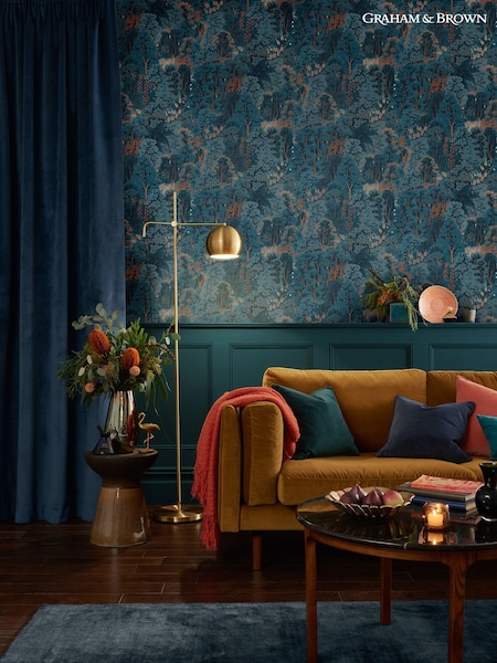 Graham & Brown Navy New Eden 10M Wallpaper (N95790) | £95