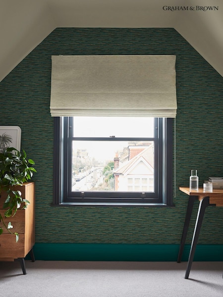 Graham & Brown Teal Empress Grasscloth 10M Wallpaper (N95827) | £85