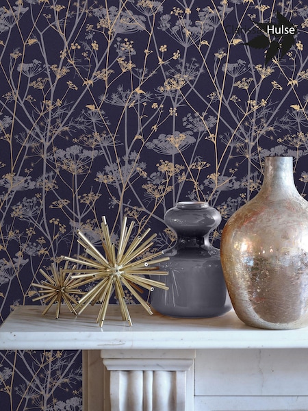 Clarissa Hulse Purple Wild Chervil Blackberry And Gold 10M Wallpaper (N95848) | £80