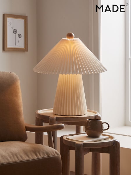 MADE.COM Cream Lila Pleated Table Lamp (N95970) | £169