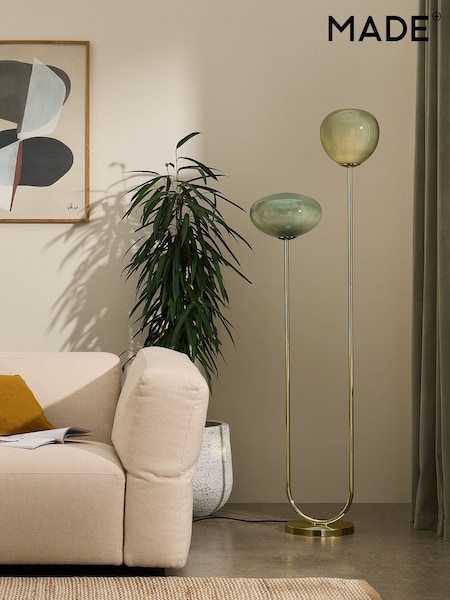 MADE.COM Brass/Green Adrianne Floor Lamp (N95994) | £299