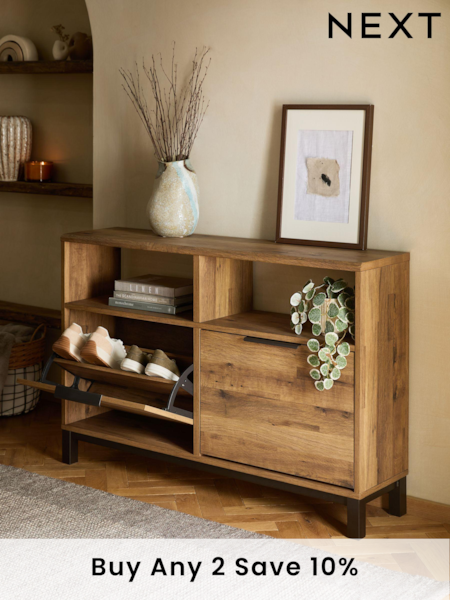 Dark Natural Bronx Shoe Storage Cabinet (N96087) | £299