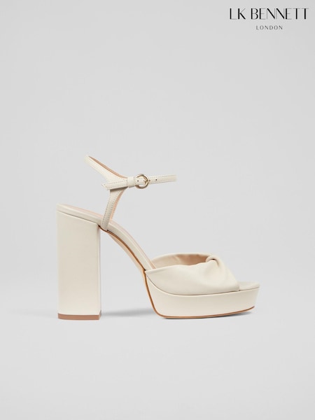 LK Bennett Natural Rosa Leather Platform Sandals (N96169) | £329