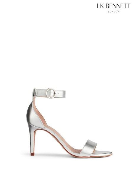 LK Bennett Silver Leather Single Strap Sandals (N96182) | £249