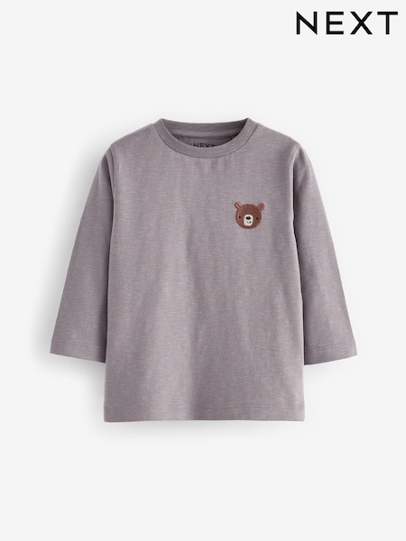 Grey Bear 100% Cotton Long Sleeves Semi Plain T-Shirt (3mths-7yrs) (N96333) | £4 - £6