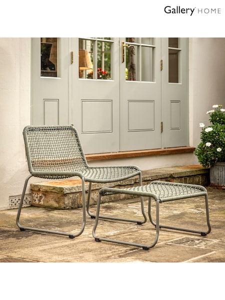 Gallery Home Green Creston Garden Lounge Chair with Footstool (N96612) | £245