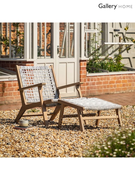 Gallery Home Natural Chelen Garden Lounge Chair with Footstool (N96635) | £165