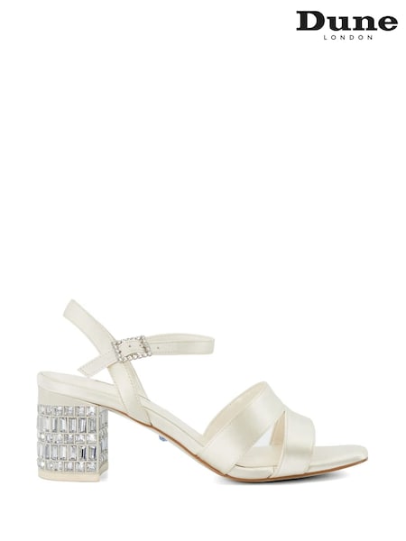 Dune London Cream Matrimony Lace Vamp Two Part Mid Heel Sandals (N96662) | £159