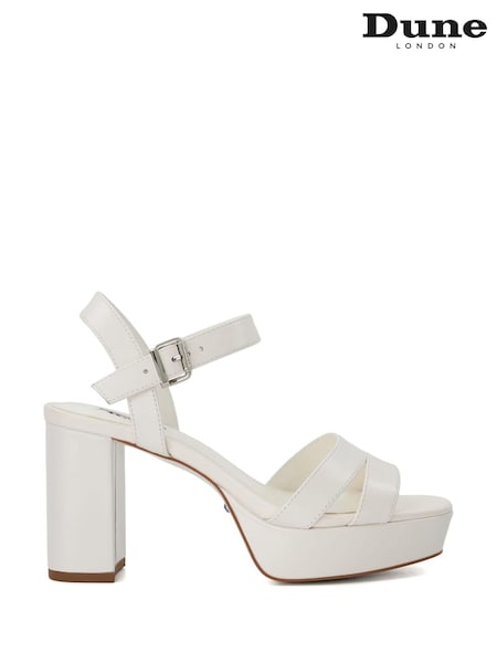Dune London Cream Chrome Made With Love Bridal Platform Sandals (N96671) | £0