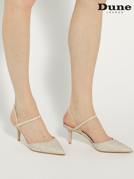 Dune London Silver Standard Fit Classical Elasticated Open Court Shoes (N96689) | £79