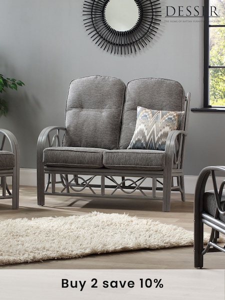 Desser Slate Grey Bali Rattan Conservatory 2 Seater Sofa (N96857) | £610