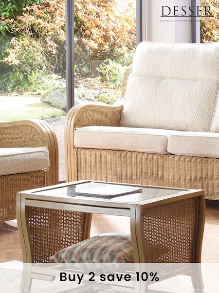 Desser Brown Opera Light Oak Conservatory Glass Top Coffee Table (N96873) | £225