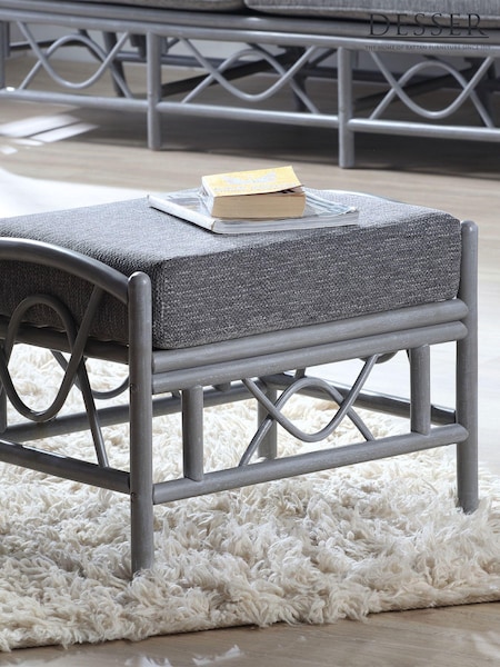 Desser Slate Grey Bali Rattan Conservatory Footstool (N96885) | £160