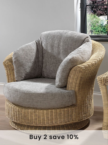 Desser Jubilee Grey Arlington Natural Rattan Conservatory 360 Swivel Chair (N96888) | £600