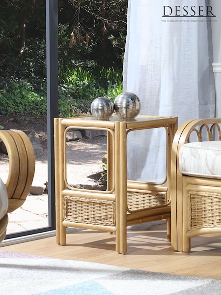 Desser Brown Vale Light Oak Conservatory Glass Top Lamp Table (N96895) | £115