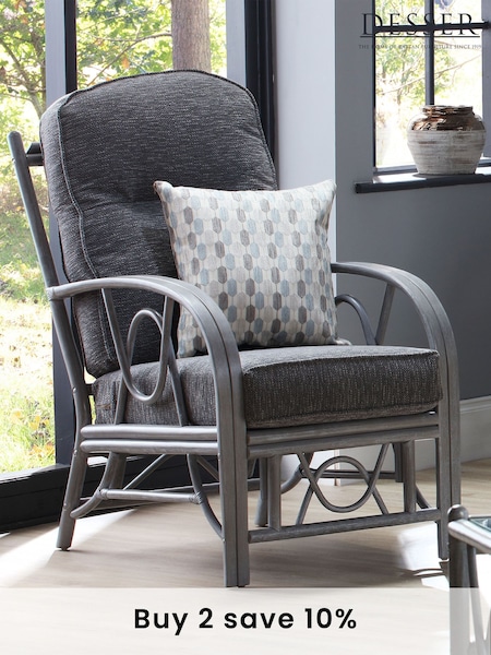 Desser Slate Grey Bali Rattan Conservatory Armchair (N96901) | £380