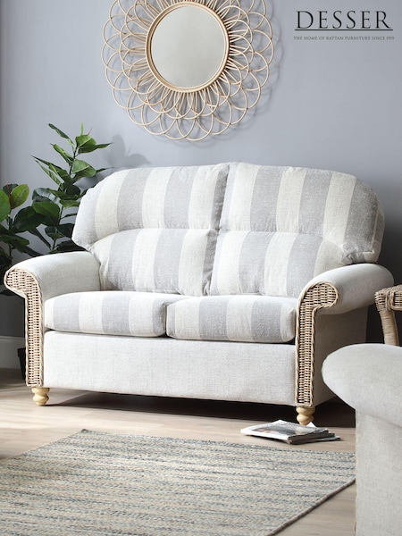 Desser Grey Athena Stripe Samford Conservatory 2Seater Pillow Back Sofa (N96910) | £900
