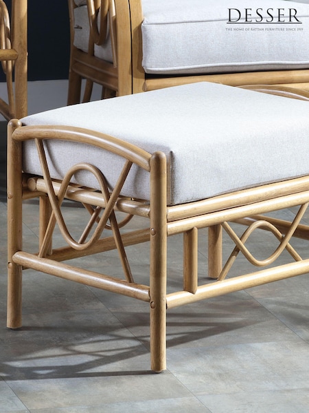 Desser Jasper Beige Cream Bali Light Oak Rattan Conservatory Footstool (N96956) | £160