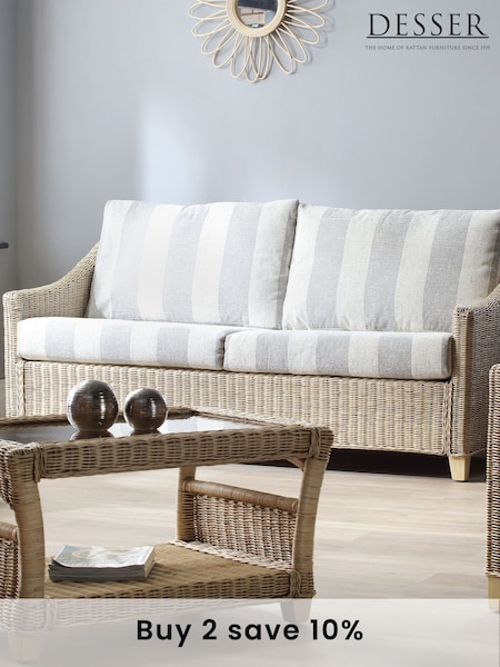 Desser Natural Dijon Rattan Conservatory Glass Top Coffee Table (N96957) | £235
