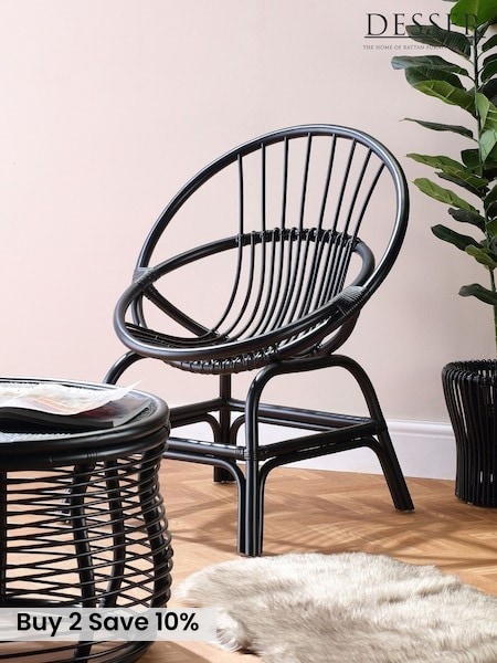 Desser Black Moon Wicker Rattan Chair (N96970) | £175
