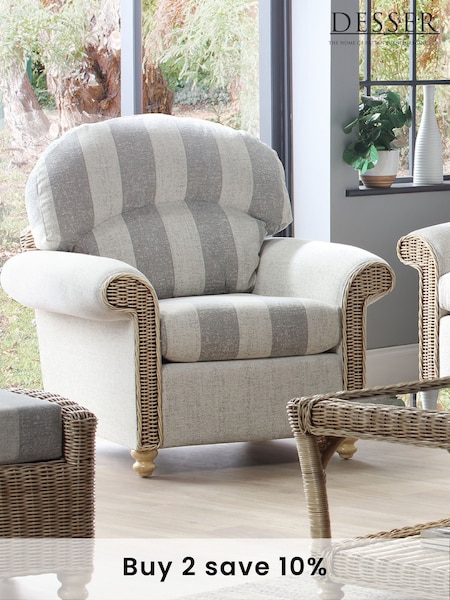 Desser Grey Athena Stripe Samford Conservatory Chair (N96971) | £675