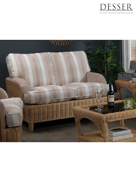 Desser Duke Beige Stripe Sevile Conservatory 2 Seater Wooden Feet Sofa (N96989) | £925