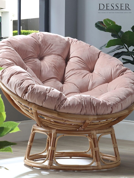 Desser Velvet Blush Papasan Wicker Rattan Chair (N96992) | £350