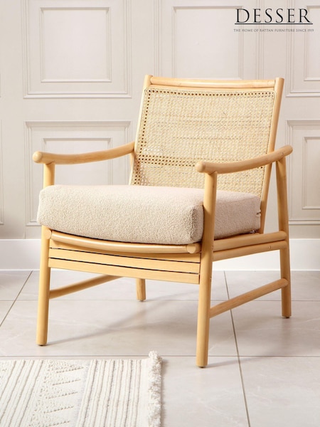 Desser Bouclé Plain Natural Wicker Rattan Borneo Chair (N96994) | £250