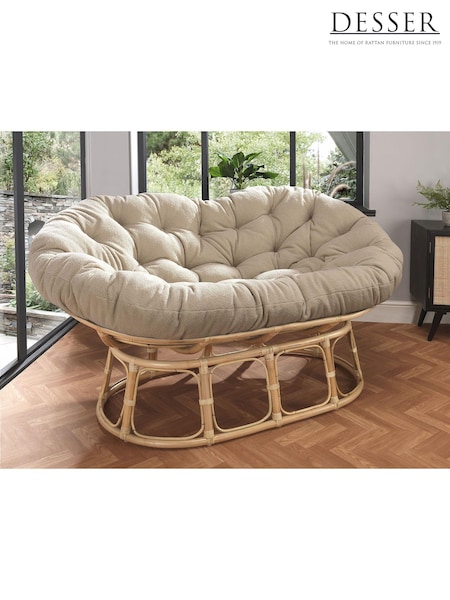 Desser Bouclé Plain Papasan Wicker Rattan Sofa (N96998) | £575