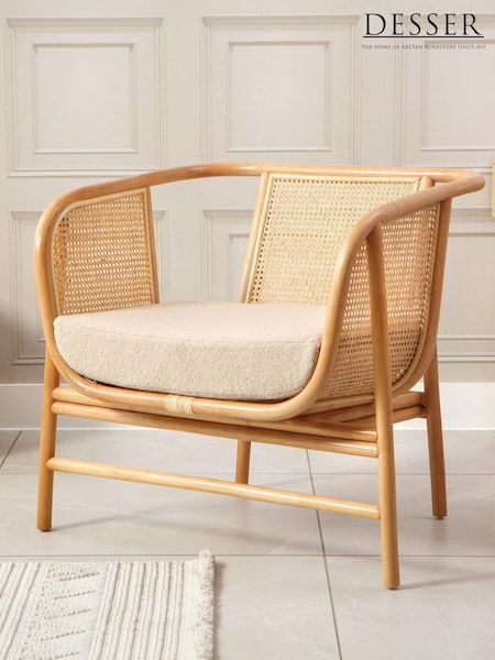 Desser Bouclé Plain Seoul Wicker Rattan Chair (N97022) | £400