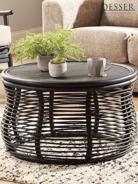 Desser Black Royal Wicker Rattan Coffee Table (N97034) | £270