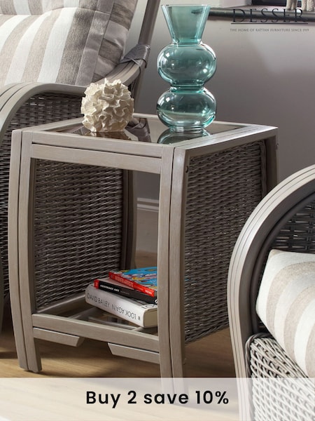 Desser Grey Turin Conservatory Glass Top Lamp Table (N97048) | £200