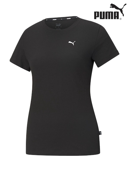 Puma Black Womens Small Essentials Logo 100% Cotton T-Shirt (N97240) | £21