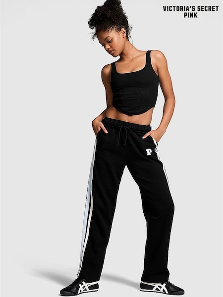 Victoria's Secret PINK Black Wide Leg Fleece Joggers (N97516) | £45