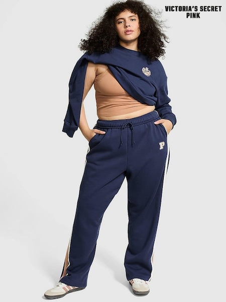 Victoria's Secret PINK Midnight Navy Blue Wide Leg Fleece Joggers (N97523) | £45