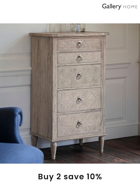 Gallery Home Natural Wood Mustique 5 Drawer Lingerie Chest (N97771) | £906
