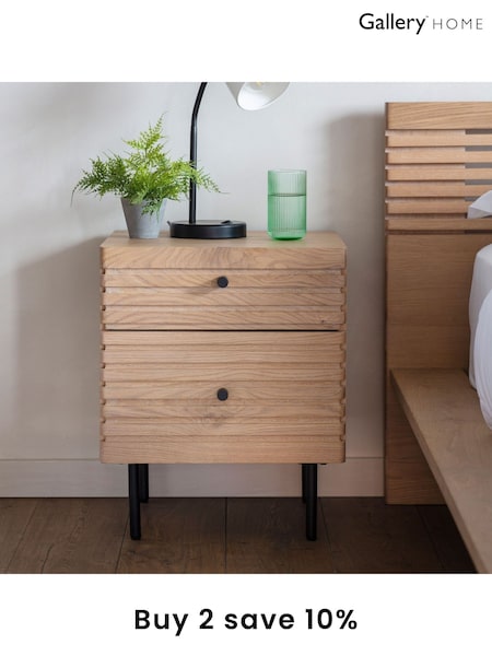 Gallery Home Oak Okayama 2 Drawer Bedside (N97778) | £324