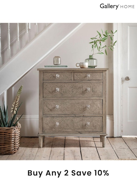 Gallery Home Natural Wood Mustique 5 Drawer Chest (N97801) | £1,021