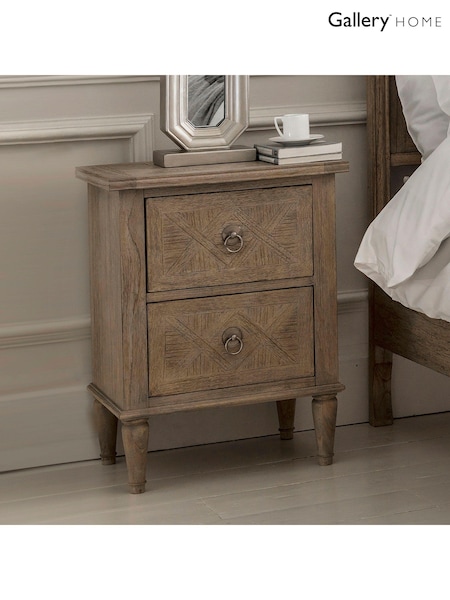 Gallery Home Natural Wood Mustique 2 Drawer Bedside Table (N97802) | £373