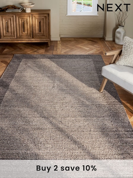 Grey Elea Border Rug (N97857) | £55 - £185