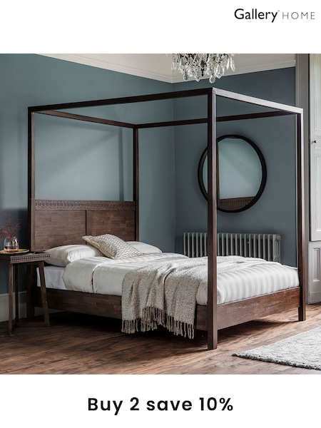 Gallery Home Brown Boho Retreat 4 Poster Bed (N97872) | £1,625