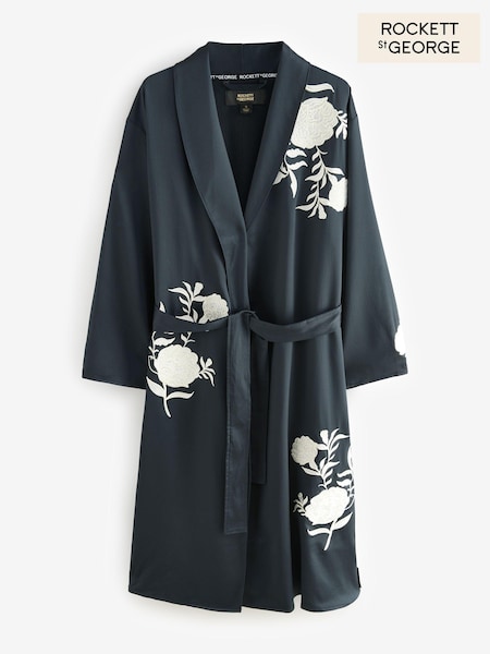 Rockett St George Black/White Hammered Satin Wrap Robe (N98312) | £68