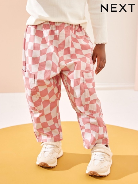Pink/Cream Checkerboard 100% Cotton Trousers (3mths-7yrs) (N98383) | £8.50 - £10.50